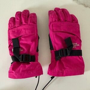The North Face Vibrant Pink Winter Gloves girls sz M youth ski snow playground